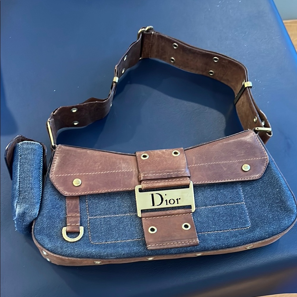 Dior Blue and Brown Shoulder Bag